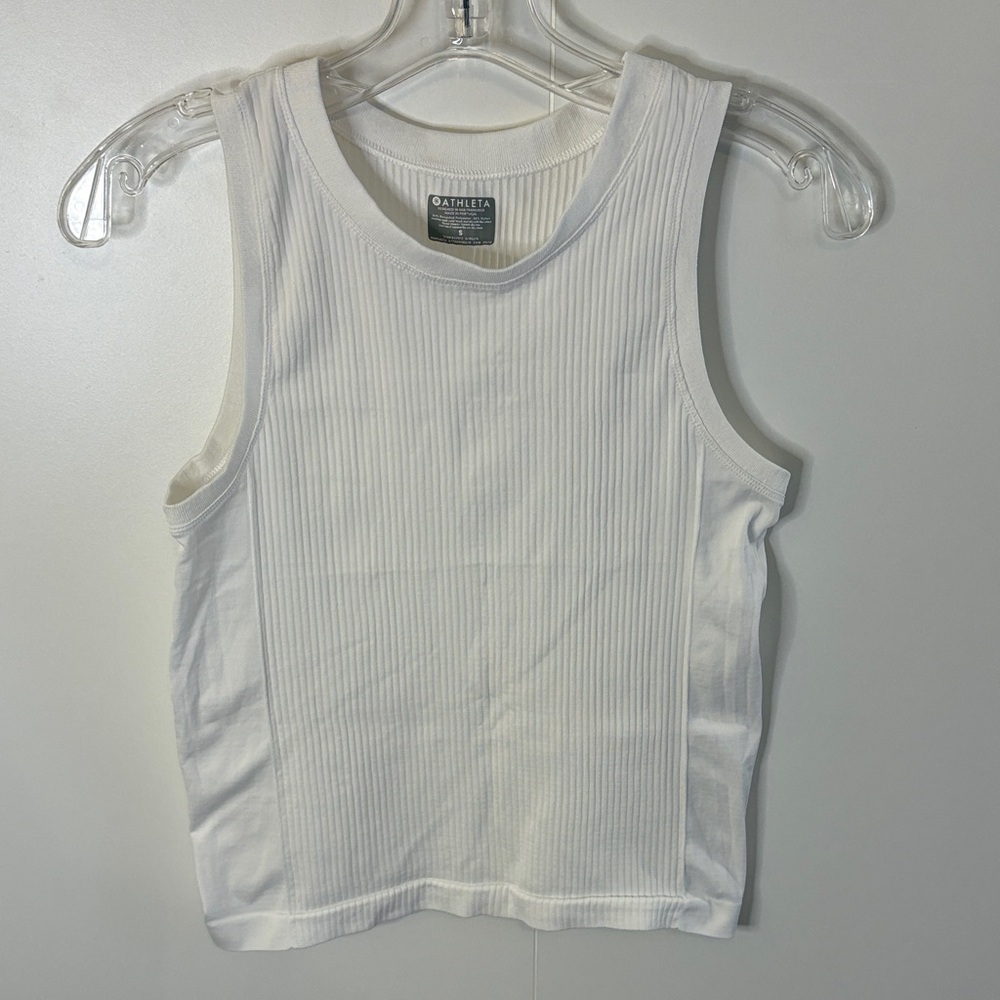 Athleta White Ribbed Tank Top